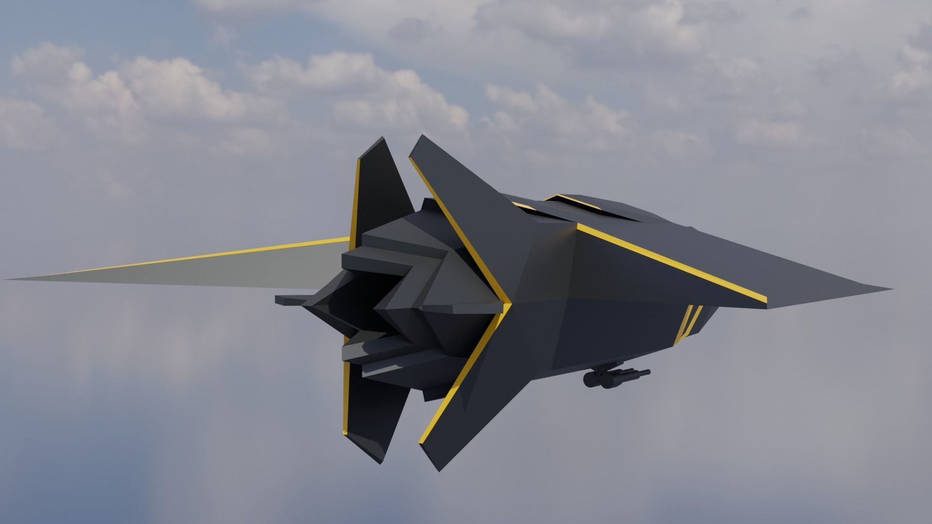 Low poly space fighter Low-poly 3D model 3D model_2