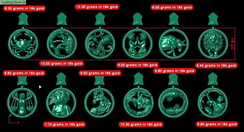 Zodiac Symbols theme 2 round frame 3D print model_9