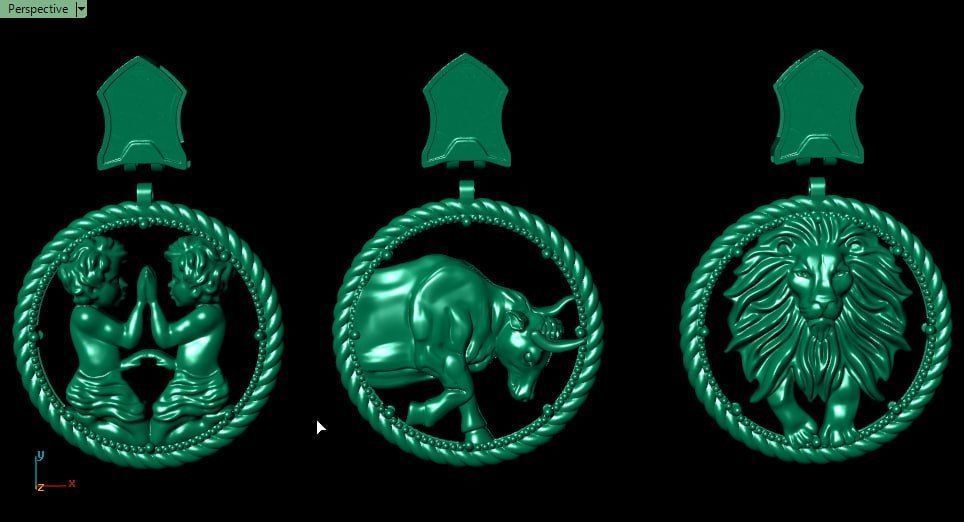 Zodiac Symbols theme 2 round frame 3D print model_6