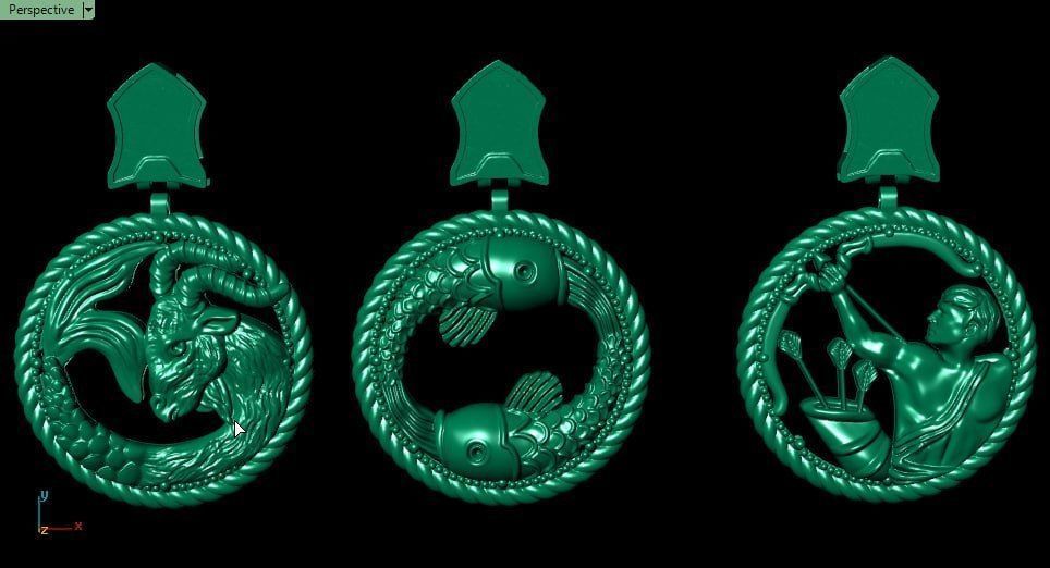 Zodiac Symbols theme 2 round frame 3D print model_8