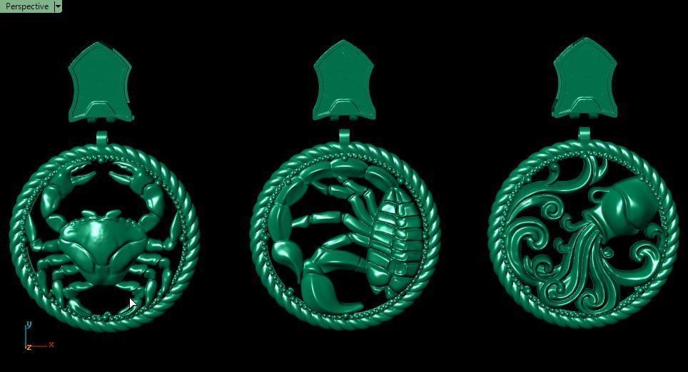 Zodiac Symbols theme 2 round frame 3D print model_5