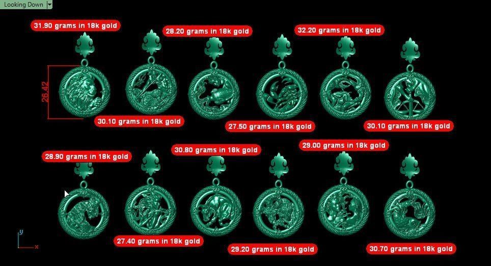 Zodiac Symbols theme 1 twopoly frame with diamonds 3D print model_9