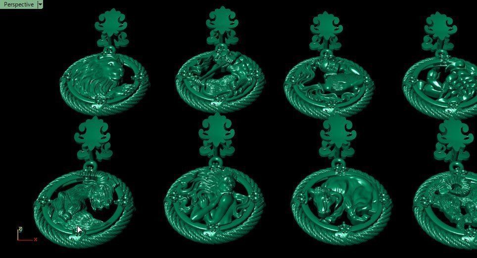 Zodiac Symbols theme 1 twopoly frame with diamonds 3D print model_7