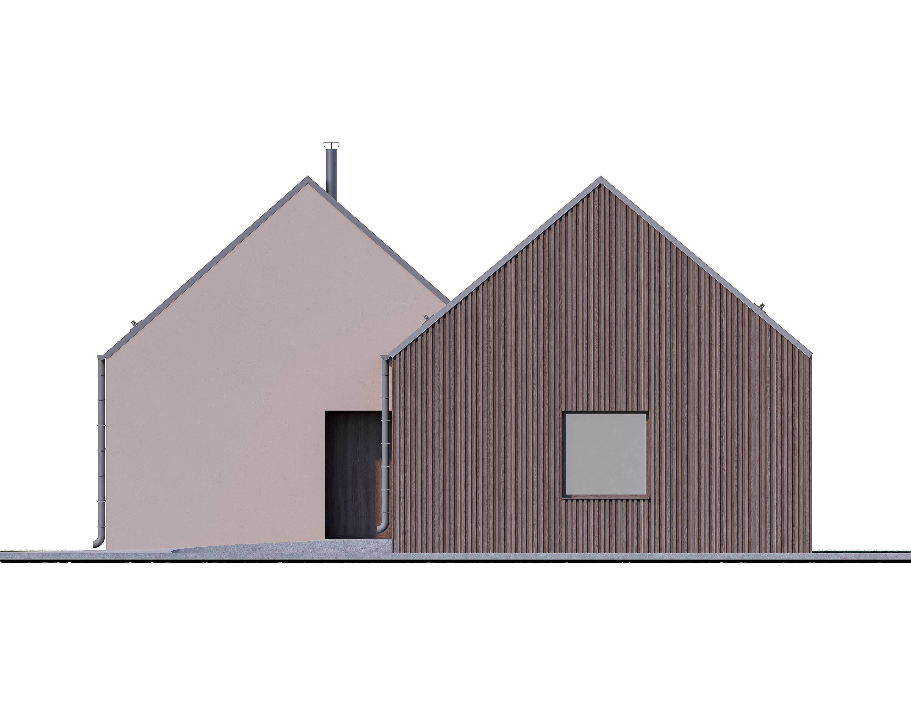 Family House 24 - Created with fully parametric Revit Families Low-poly 3D model_2