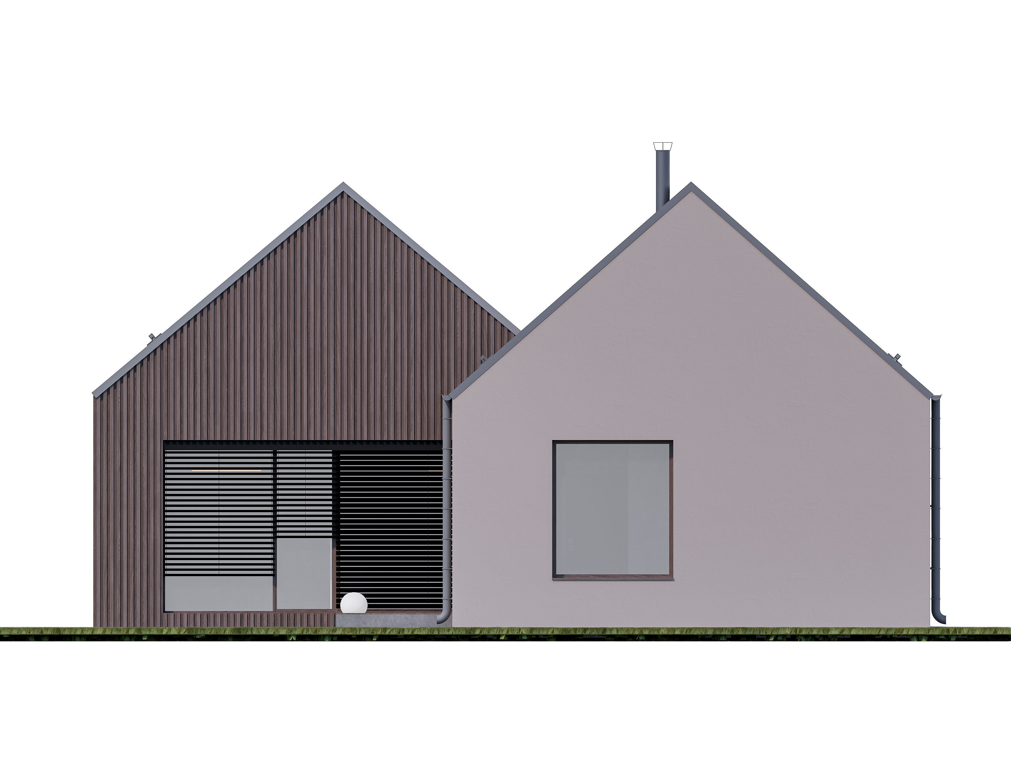 Family House 24 - Created with fully parametric Revit Families Low-poly 3D model_4