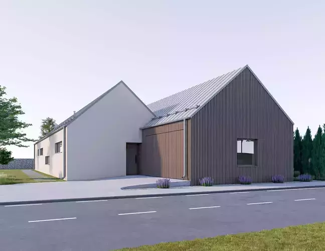 Family House 24 - Created with fully parametric Revit Families