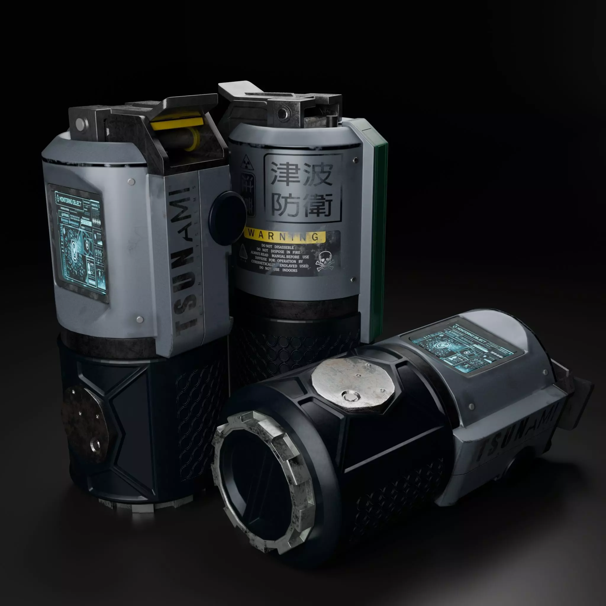 Cyber smoke grenade PBR Asset Low-poly 3D model Low-poly 3D model_0