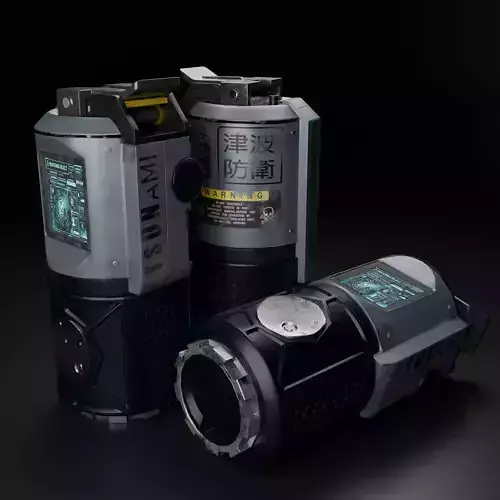 Cyber smoke grenade PBR Asset Low-poly 3D model