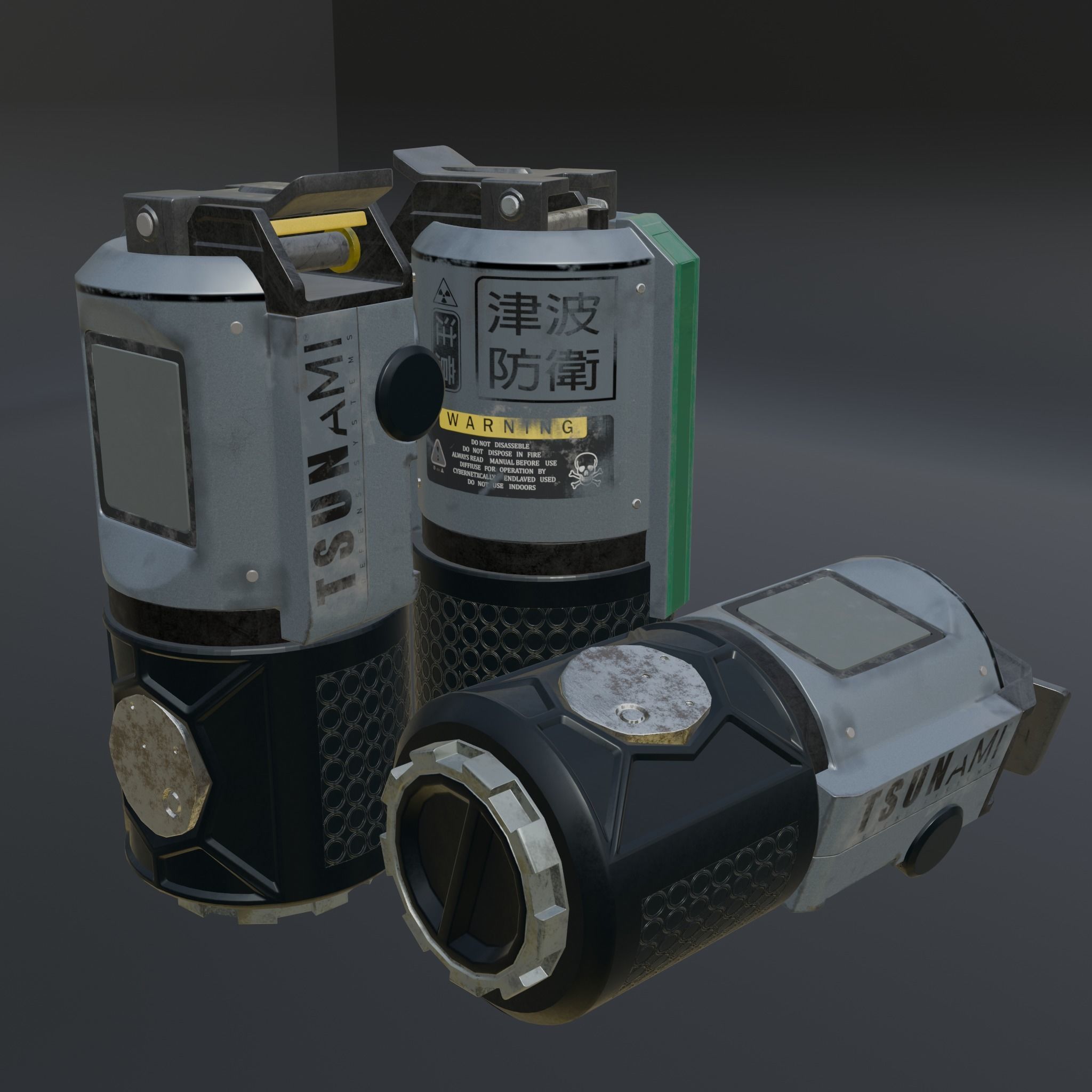 Cyber smoke grenade PBR Asset Low-poly 3D model Low-poly 3D model_1