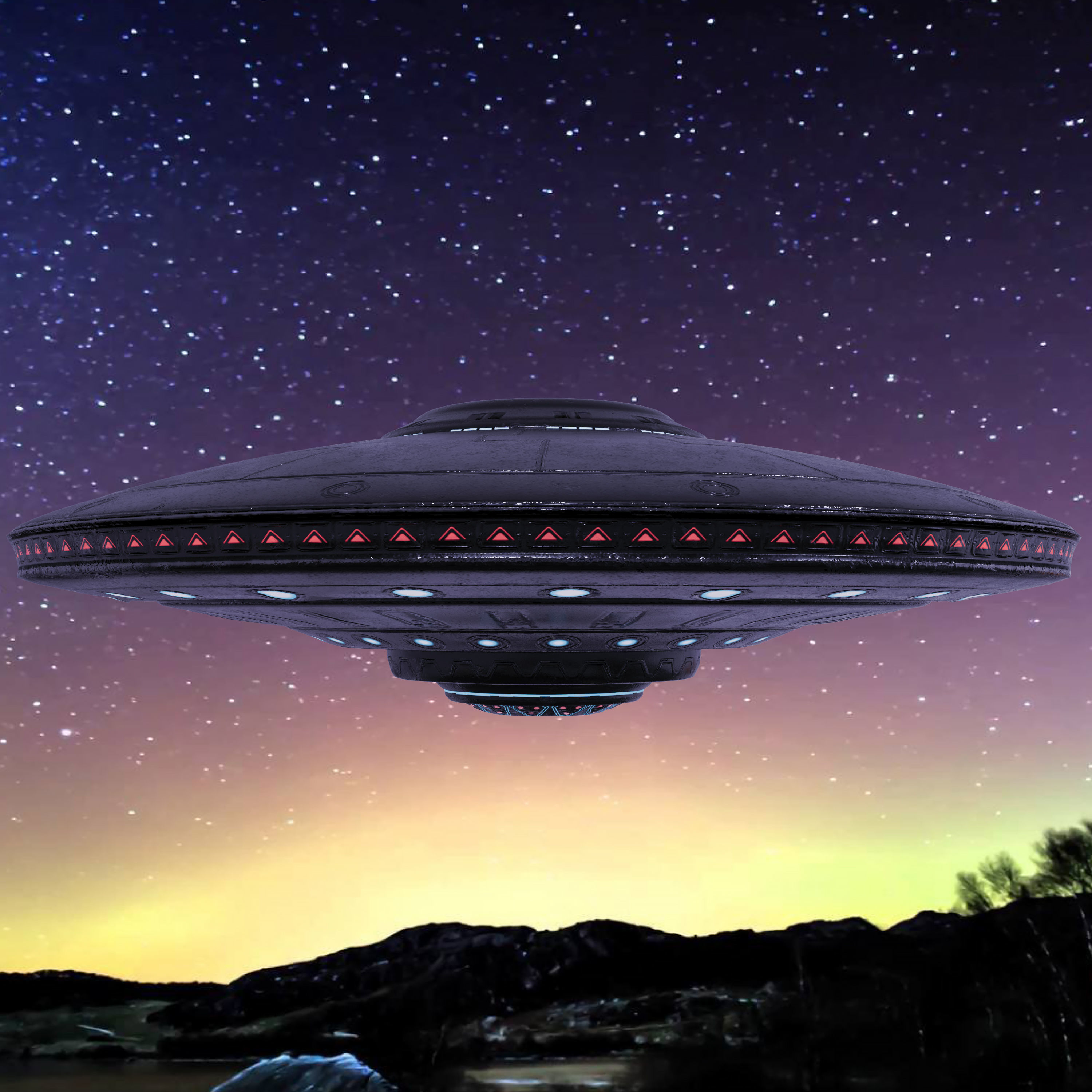 UFO spaceship Sci-fi Low-poly 3D model_1