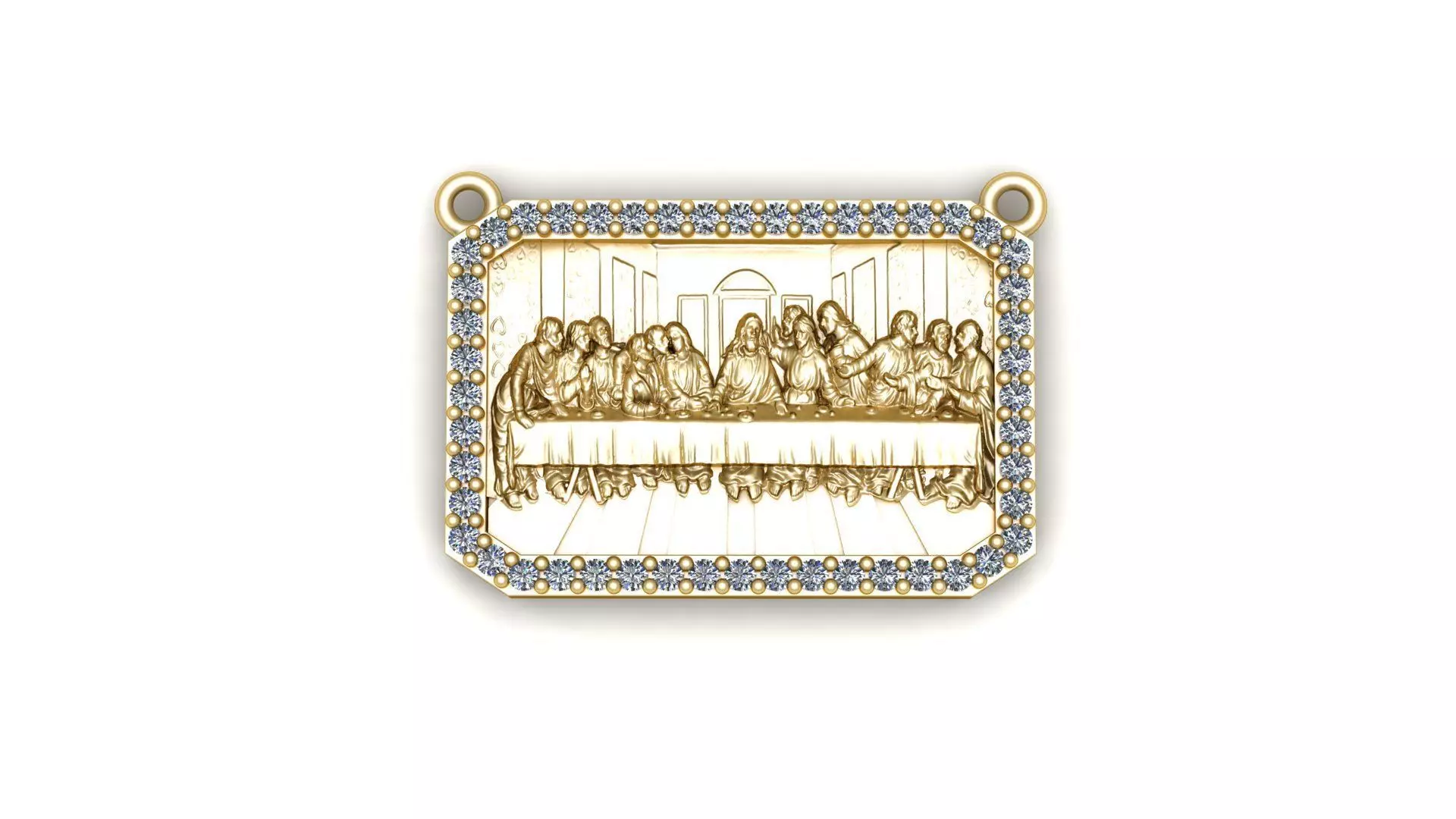 Last Supper Jesus Christ Pendant 18x12 mm with Diamonds 3D print model