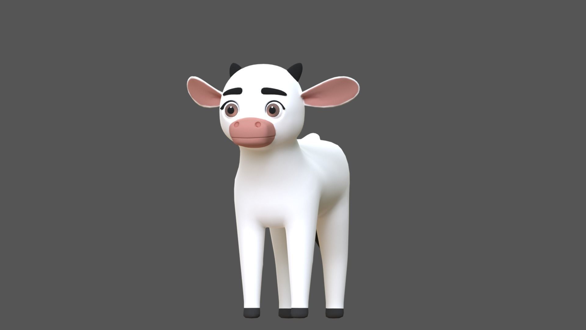 Calf Cartoon Character Low-poly 3D model_4