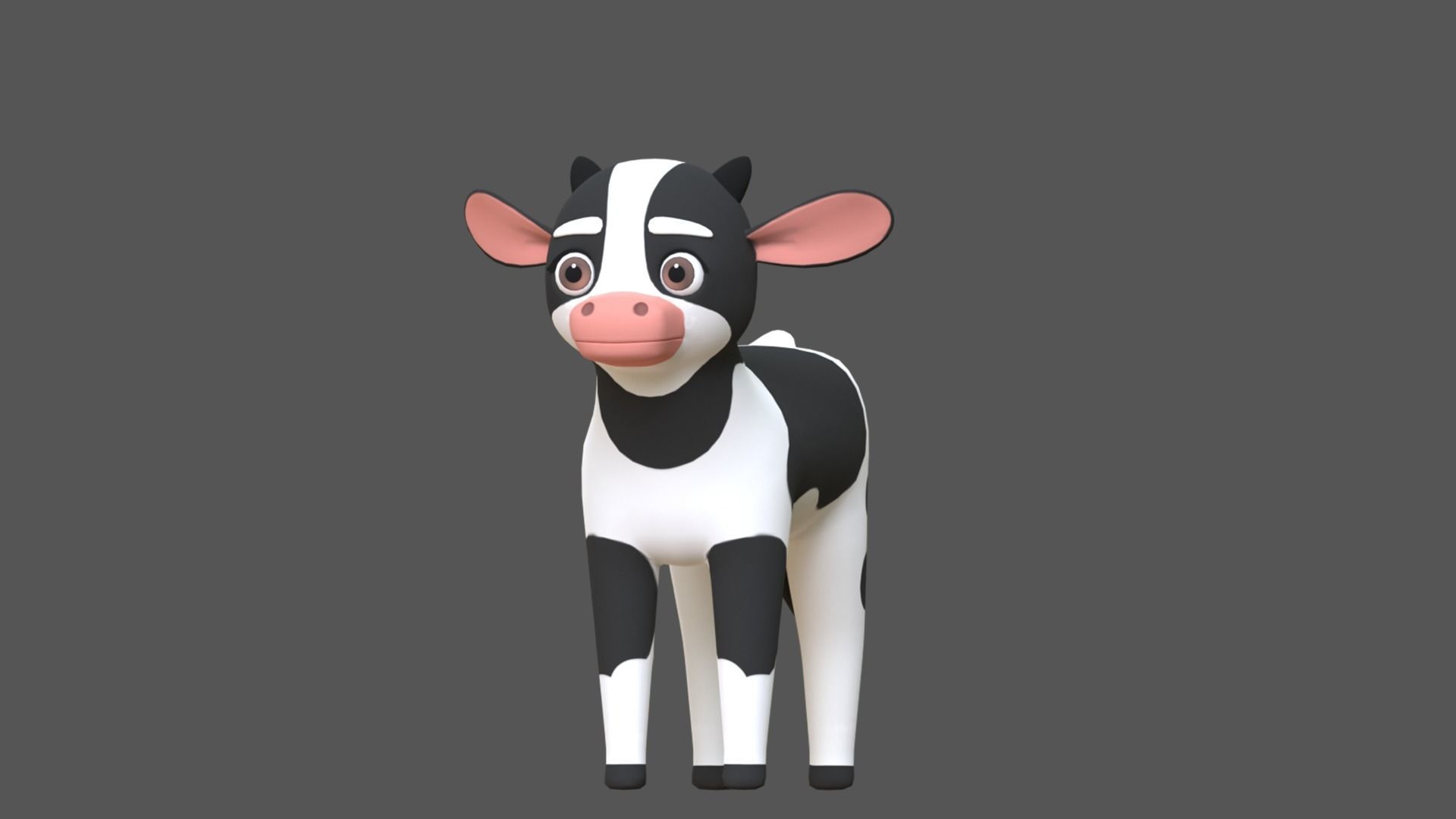 Calf Cartoon Character Low-poly 3D model_2