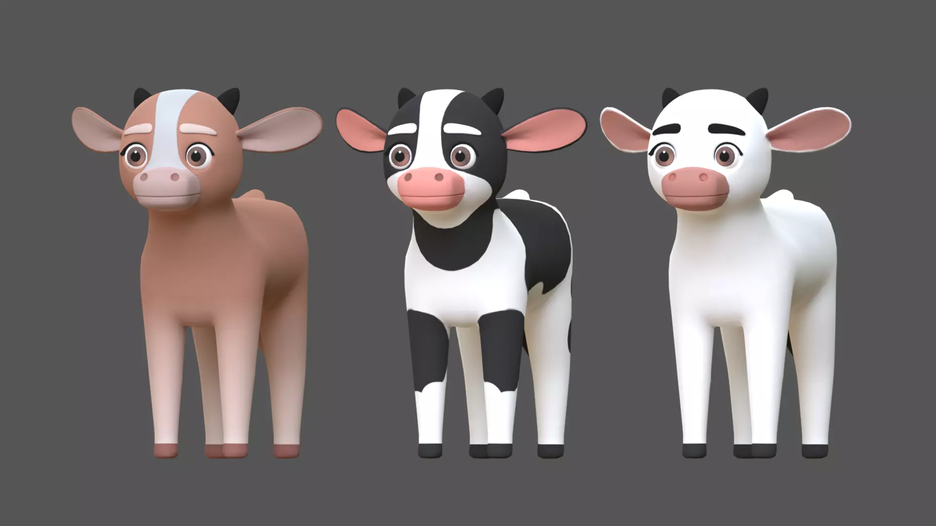 Calf Cartoon Character Low-poly 3D model_0