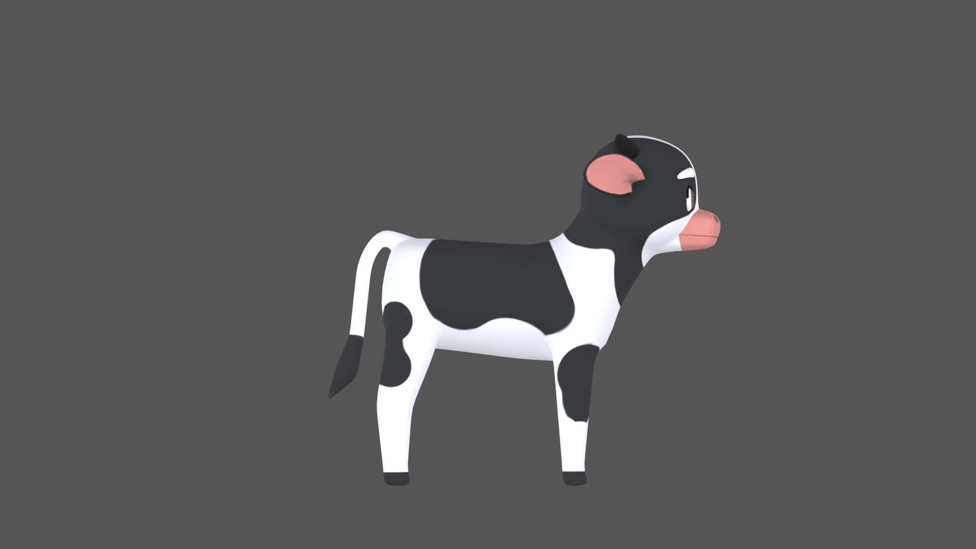 Calf Cartoon Character Low-poly 3D model_16
