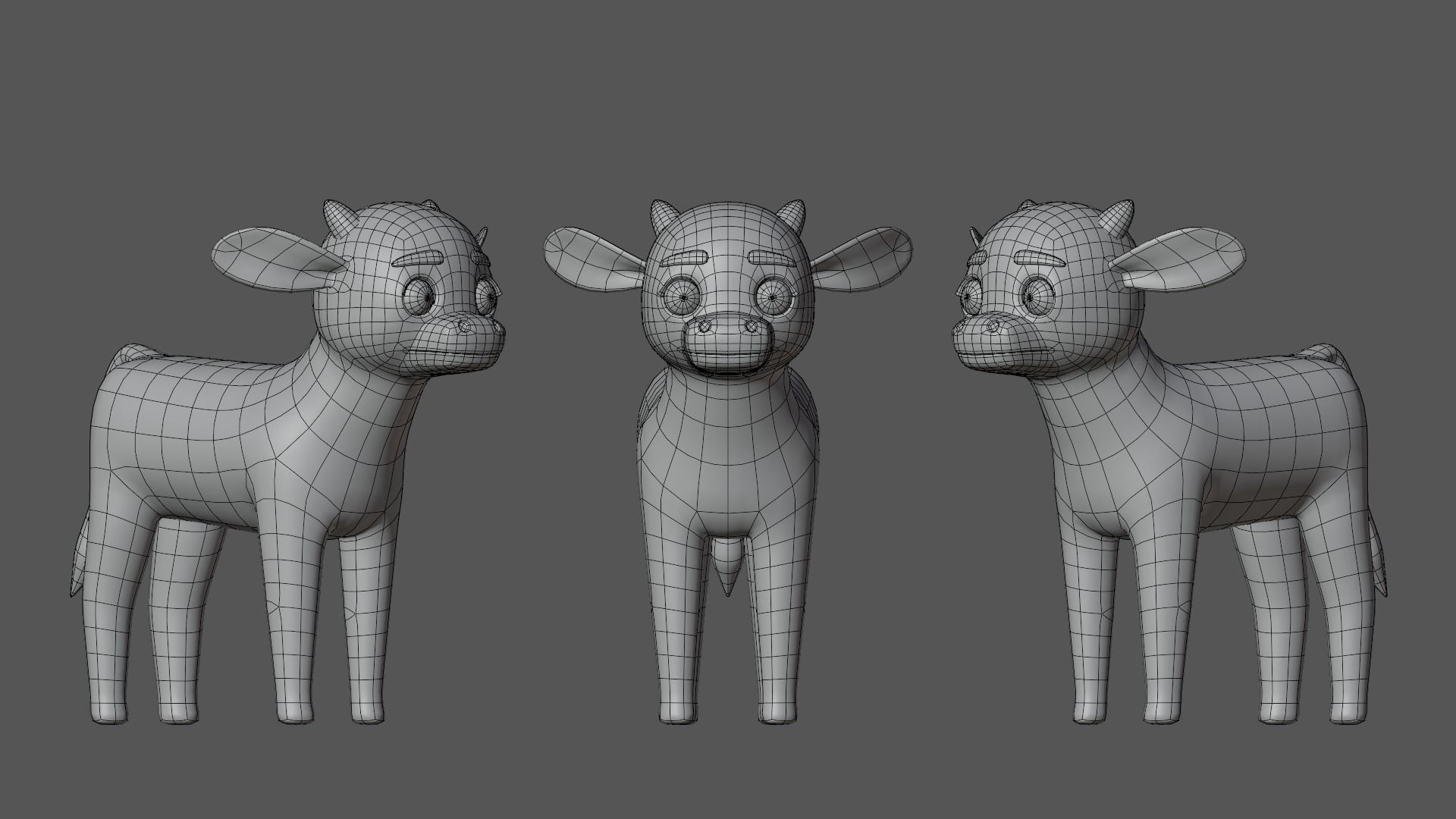 Calf Cartoon Character Low-poly 3D model_9