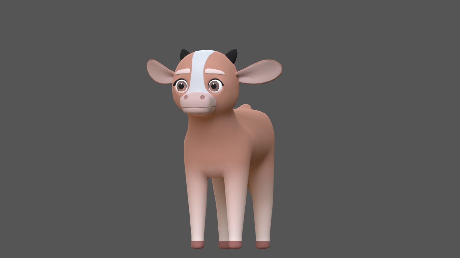 Calf Cartoon Character Low-poly 3D model_3