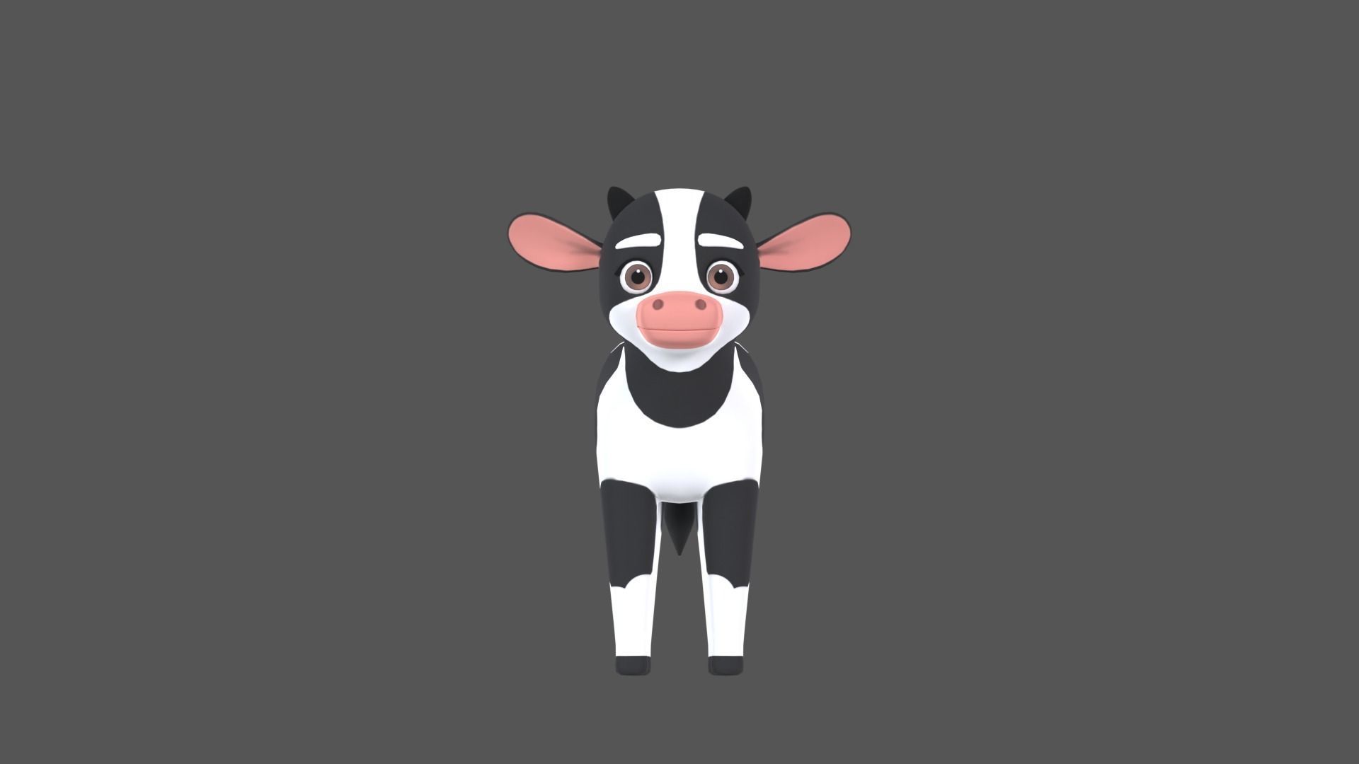 Calf Cartoon Character Low-poly 3D model_11
