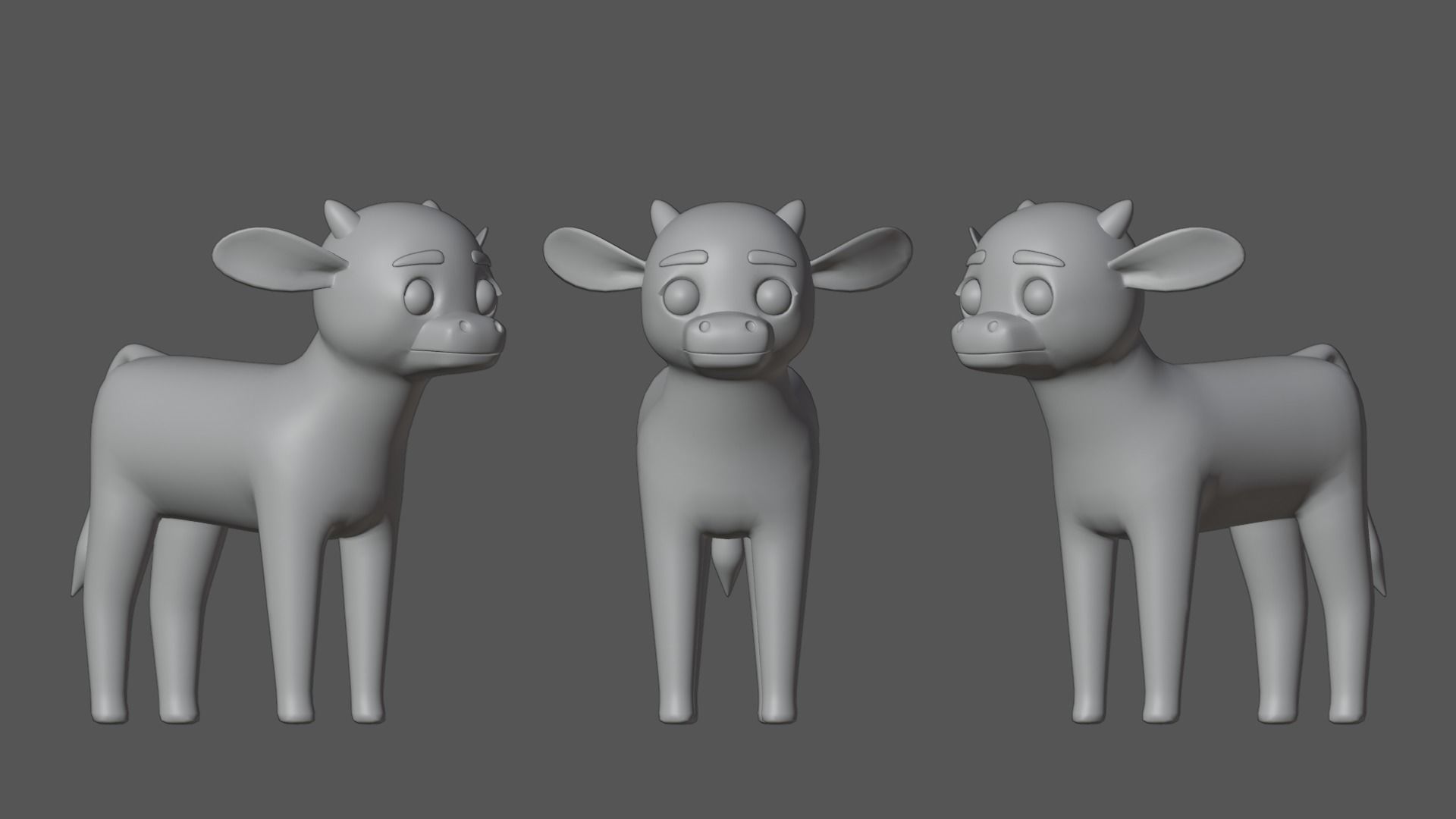 Calf Cartoon Character Low-poly 3D model_8