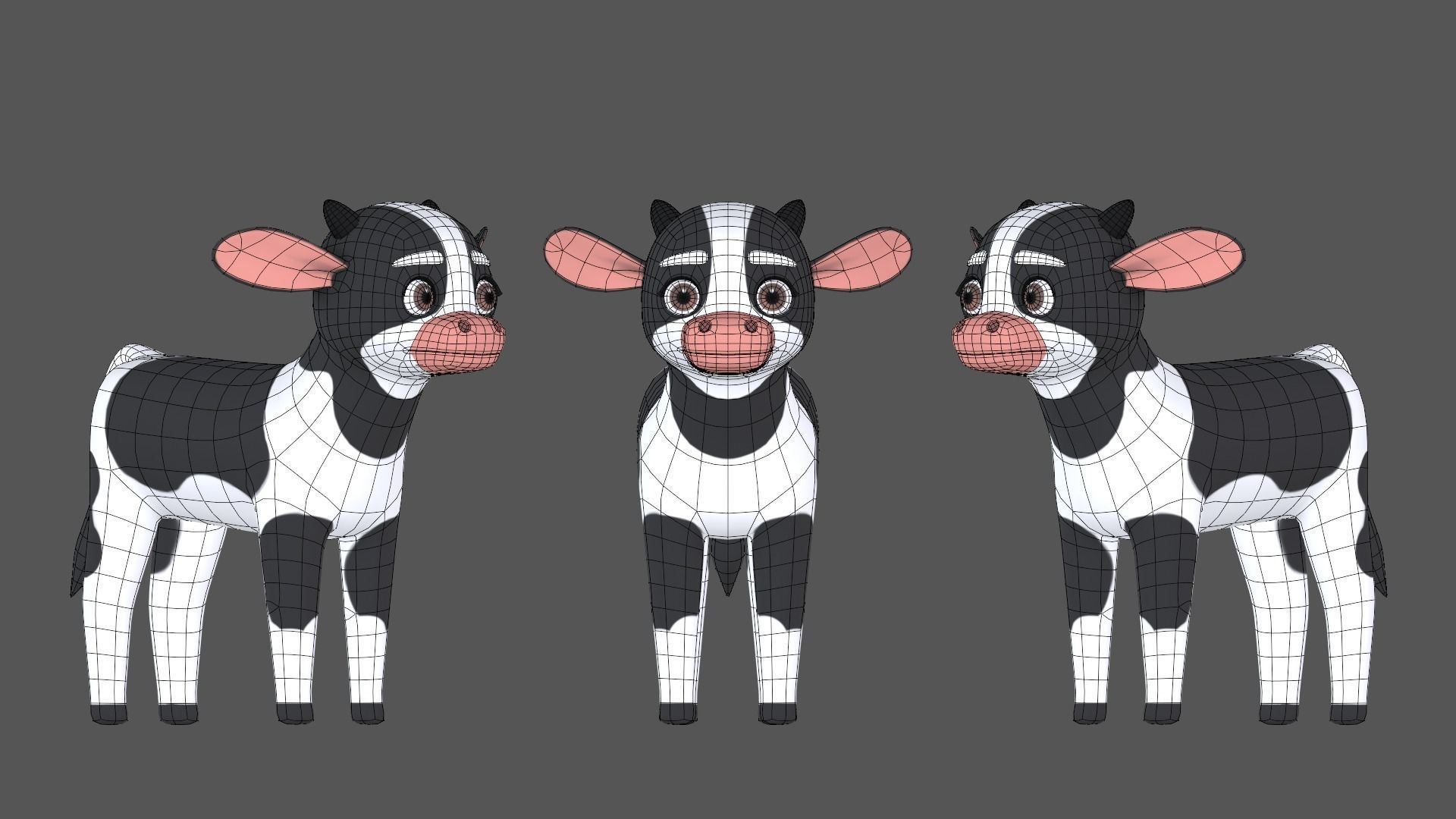 Calf Cartoon Character Low-poly 3D model_10