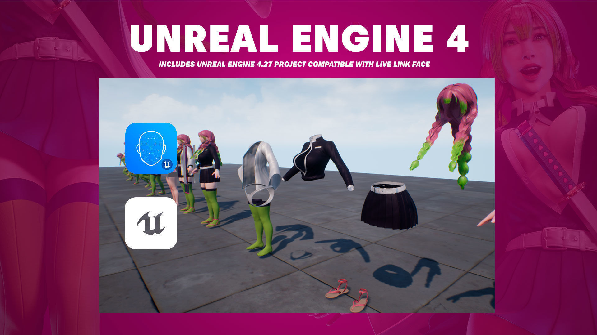 Mitsuri Kanroji - Demon Slayer - Blender - UE4 Low-poly 3D model_11