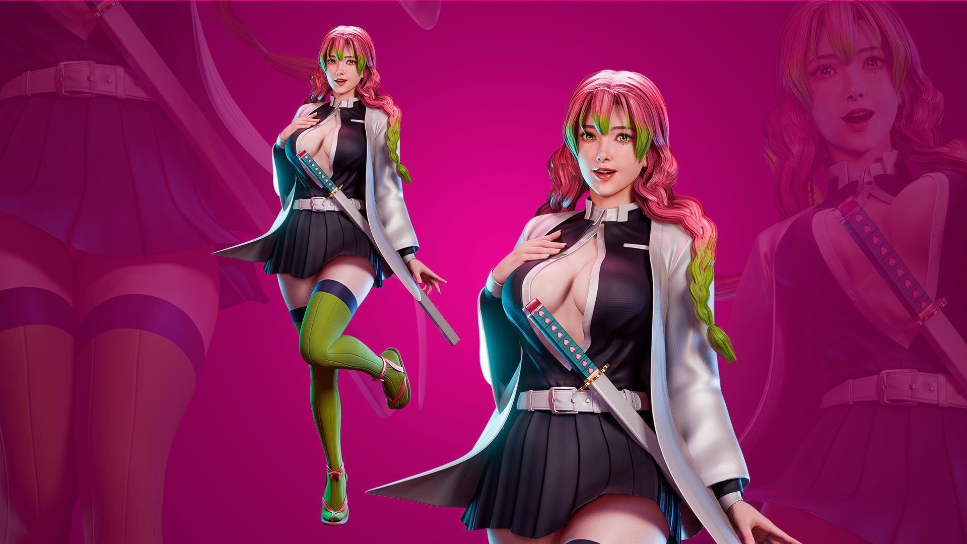 Mitsuri Kanroji - Demon Slayer - Blender - UE4 Low-poly 3D model_4