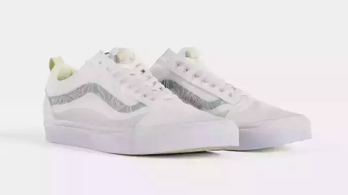 Shoes Vans Old Skool White Detailed 3D Scanned Model