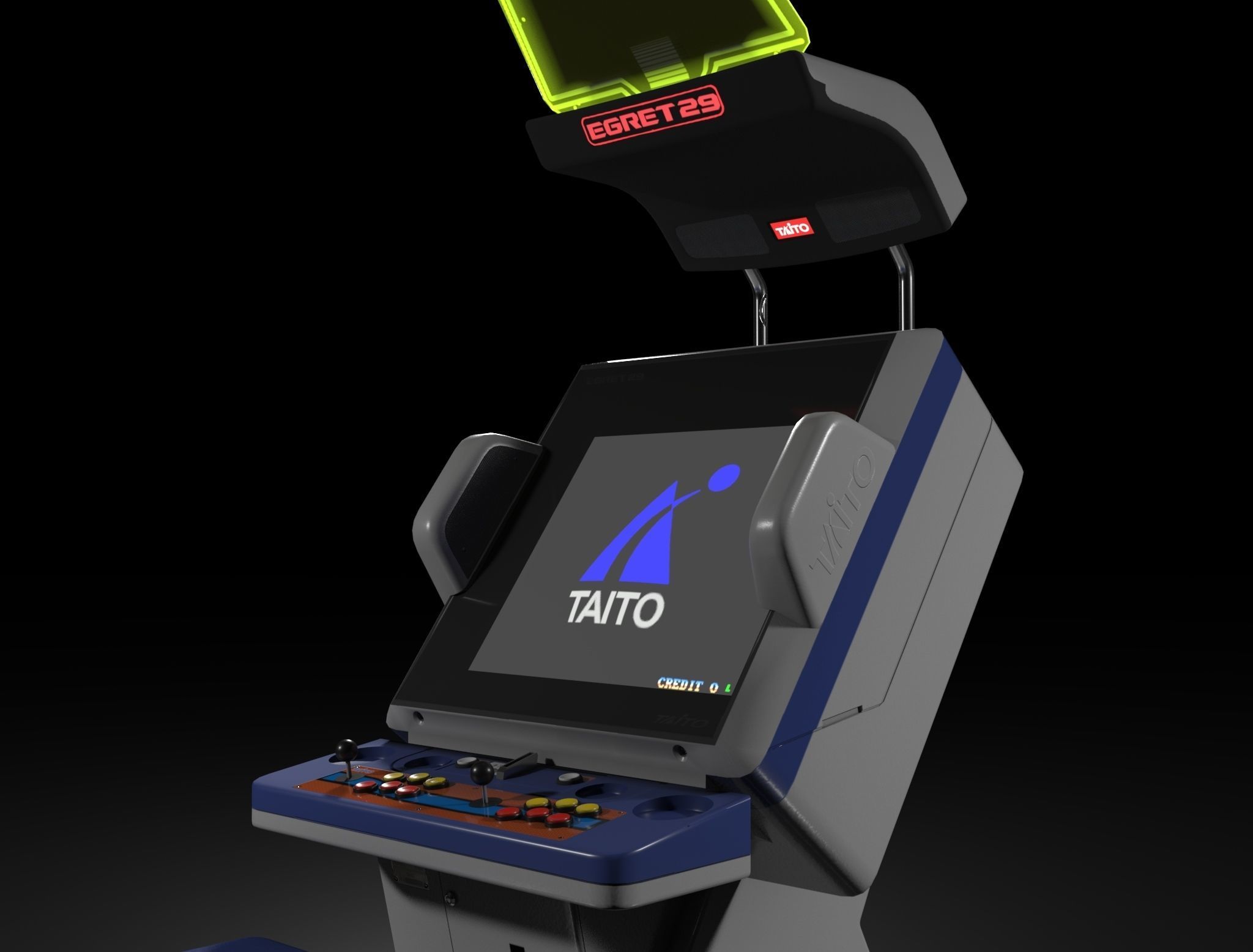 Taito Egret 29 Arcade Machine Low-poly 3D model_9
