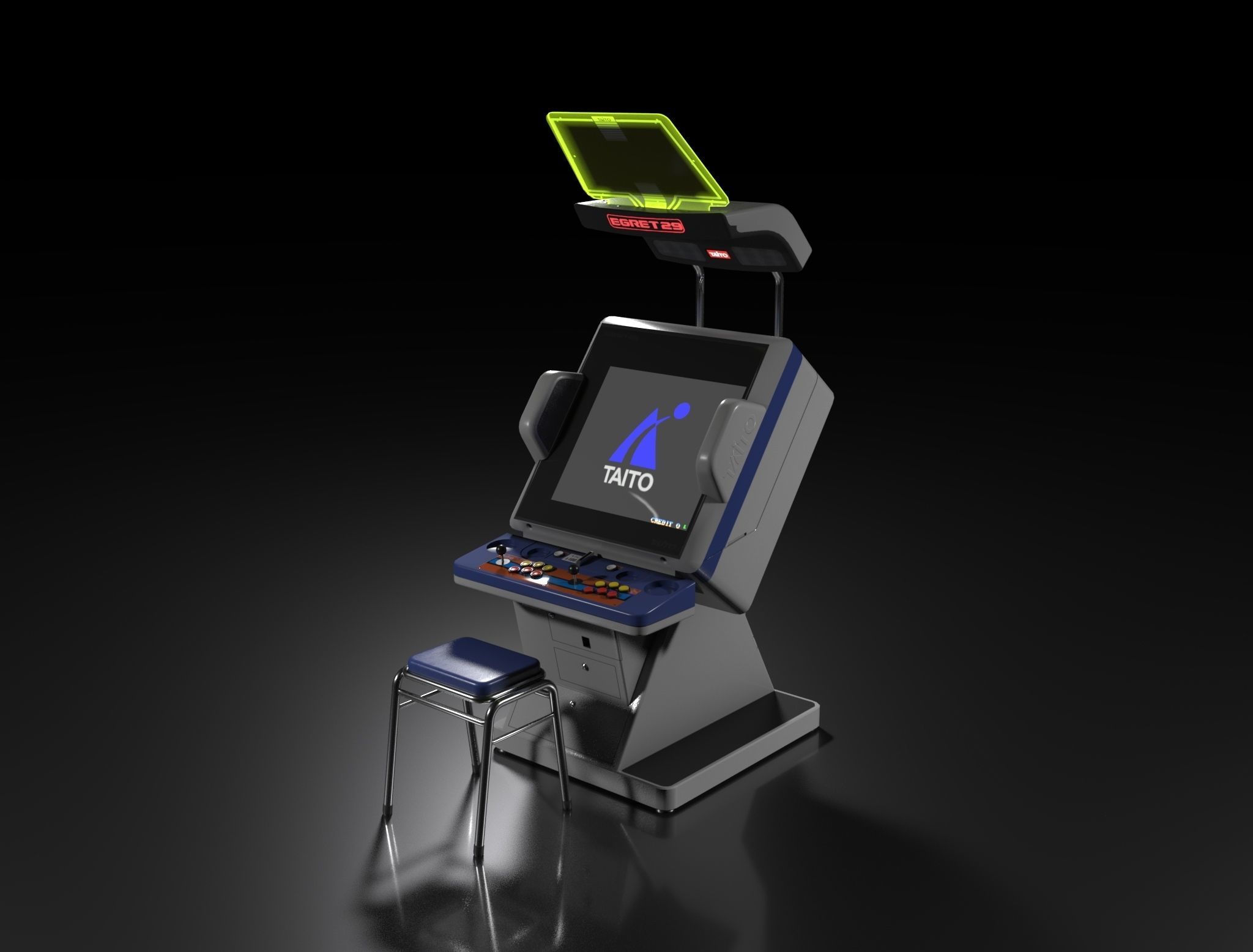 Taito Egret 29 Arcade Machine Low-poly 3D model_7