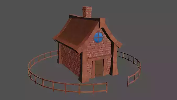 stylized medieval house 2 Low-poly 3D model