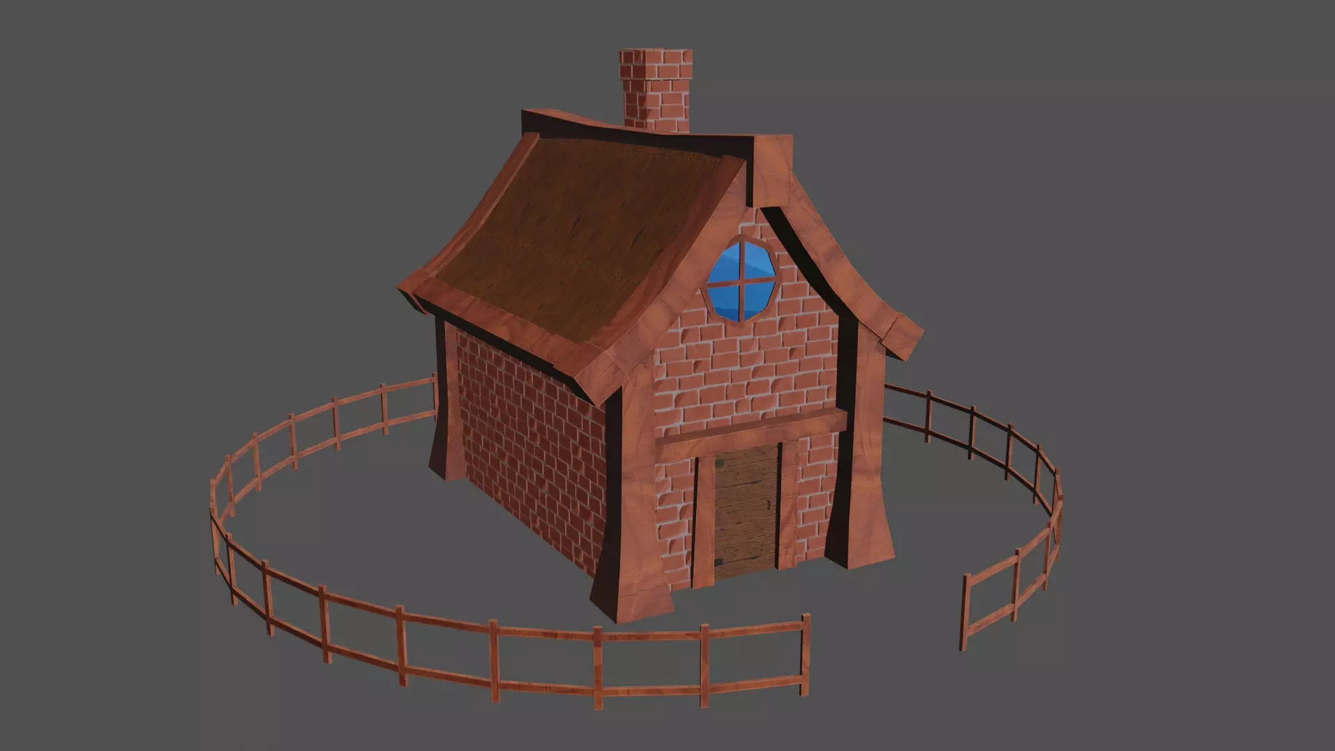 stylized medieval house 2 Low-poly 3D model_0