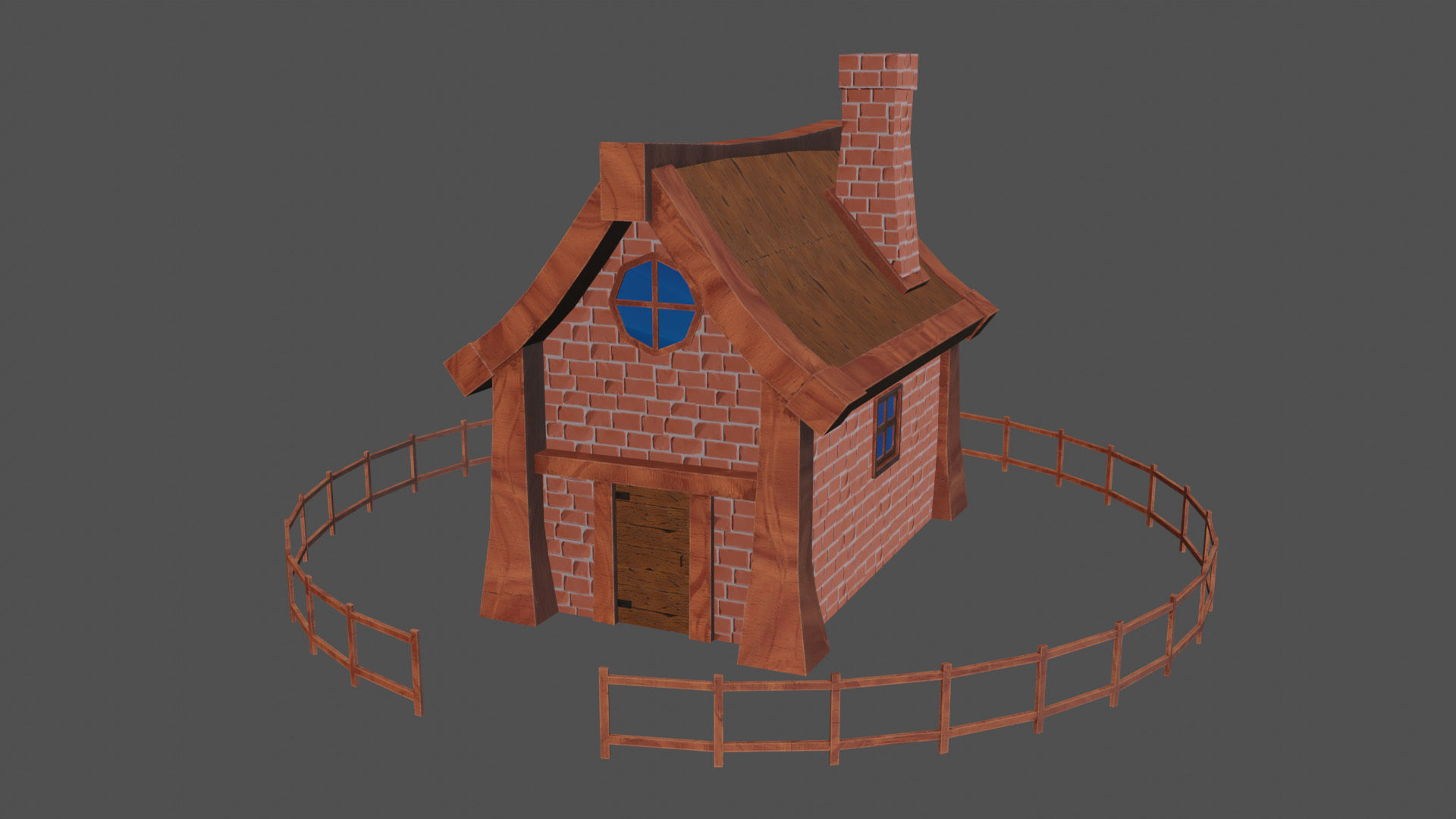 stylized medieval house 2 Low-poly 3D model_4