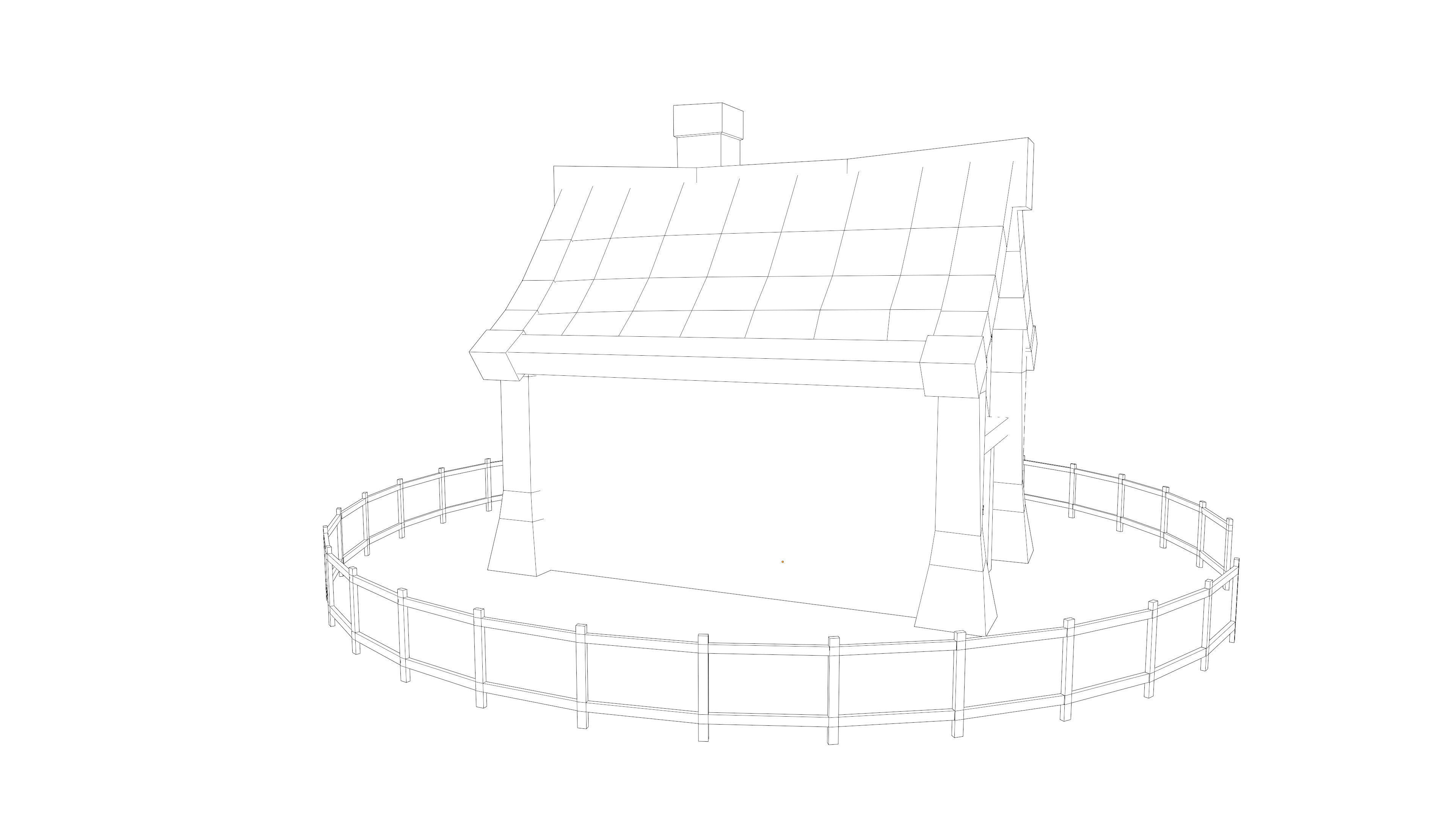 stylized medieval house 2 Low-poly 3D model_8