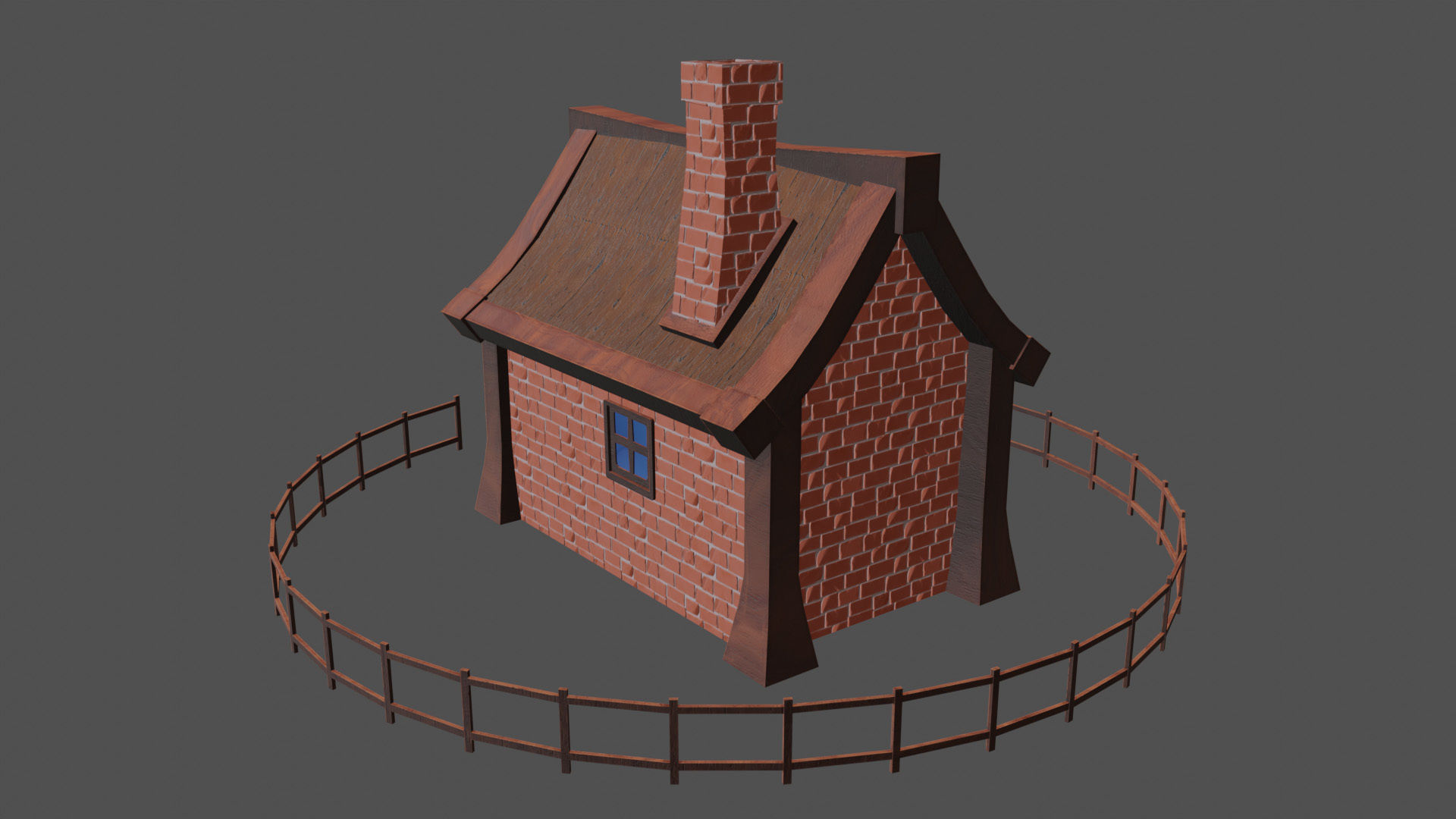 stylized medieval house 2 Low-poly 3D model_3