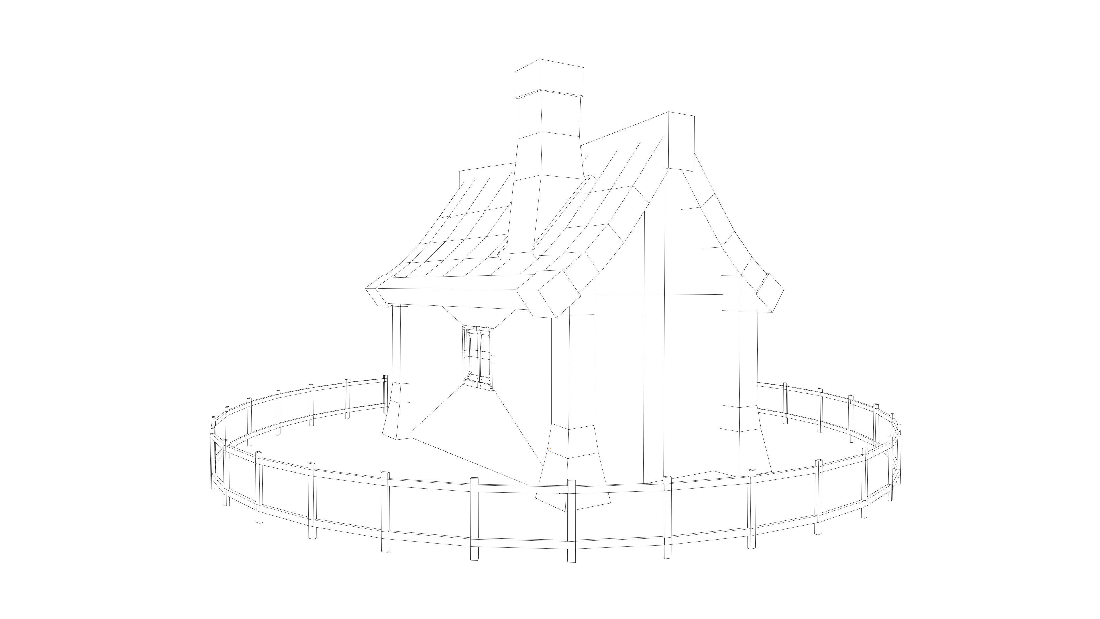 stylized medieval house 2 Low-poly 3D model_6