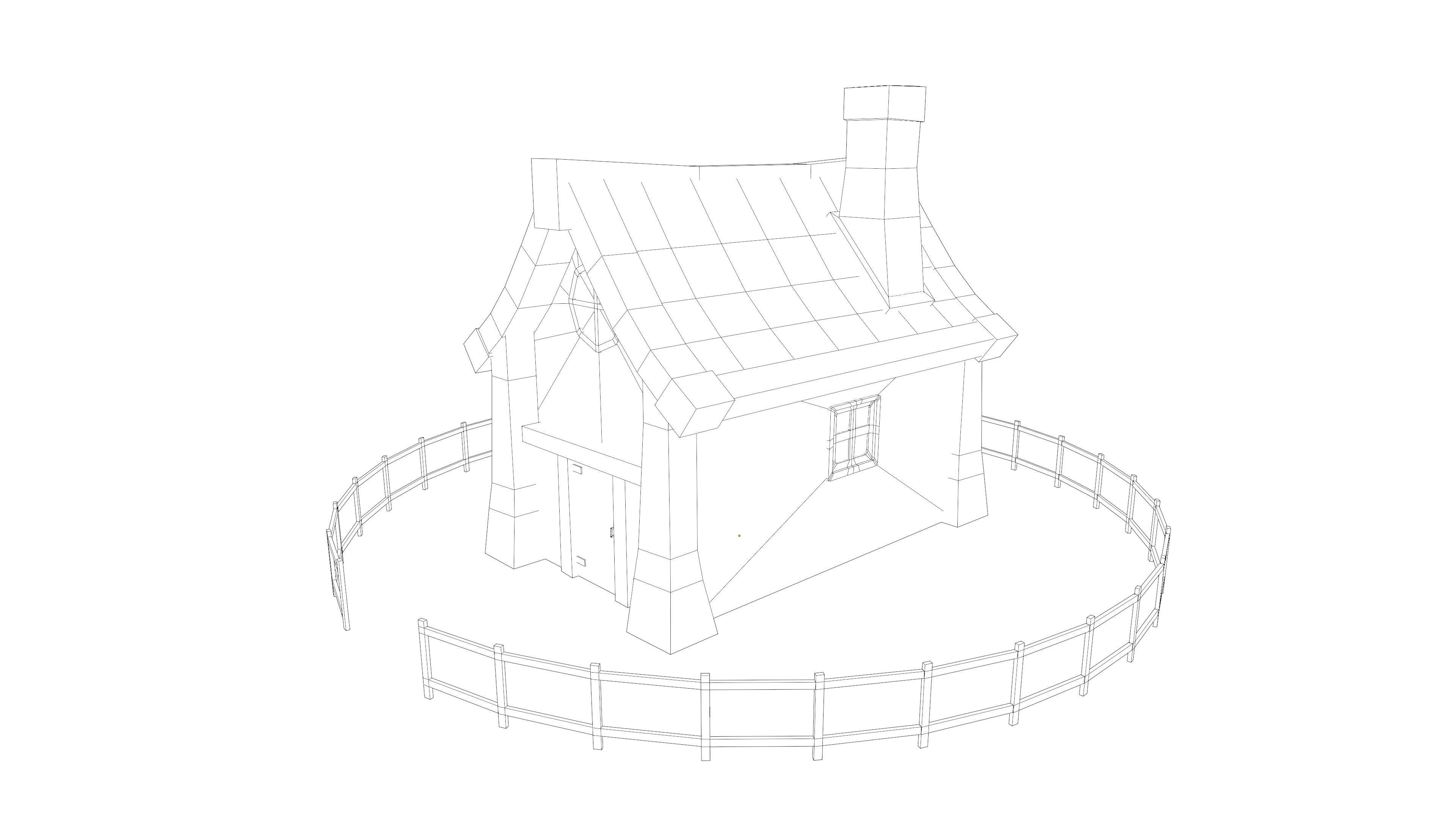 stylized medieval house 2 Low-poly 3D model_9