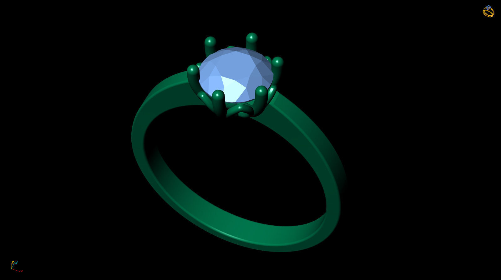 Solitaire Engagement Ring Round gem 6 mm 3D print model_9