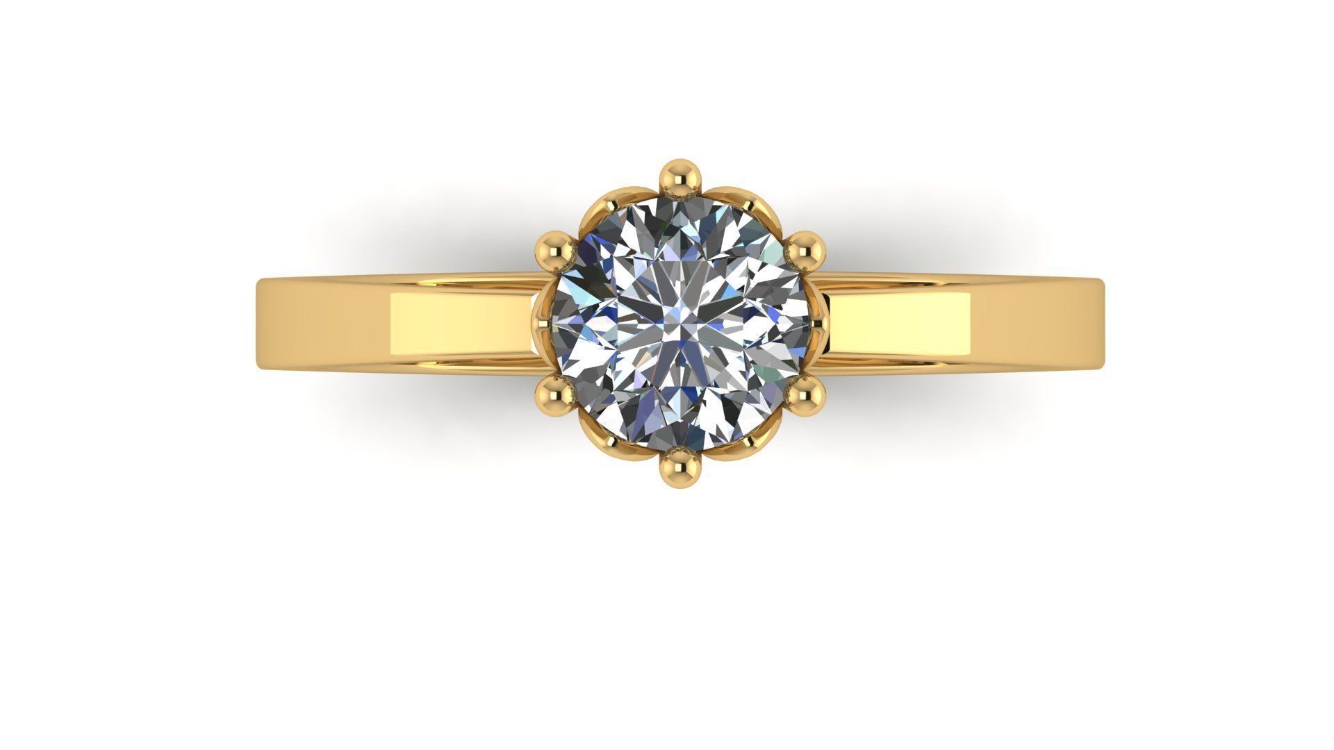 Solitaire Engagement Ring Round gem 6 mm 3D print model_5