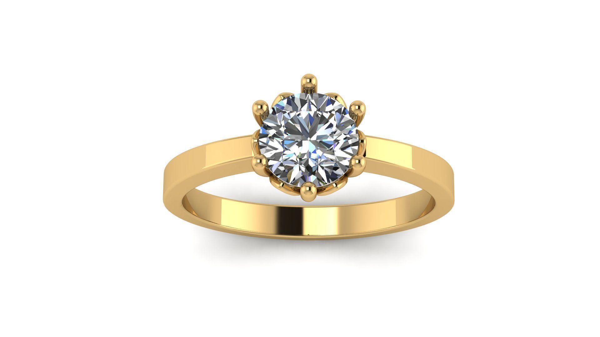 Solitaire Engagement Ring Round gem 6 mm 3D print model_1