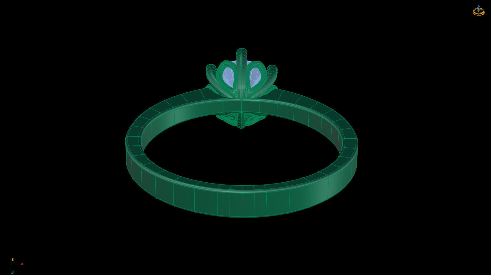 Solitaire Engagement Ring Round gem 6 mm 3D print model_14