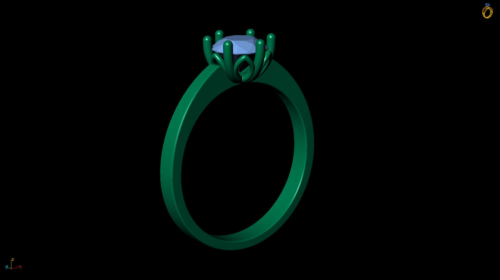 Solitaire Engagement Ring Round gem 6 mm 3D print model_12