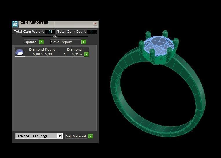 Solitaire Engagement Ring Round gem 6 mm 3D print model_7