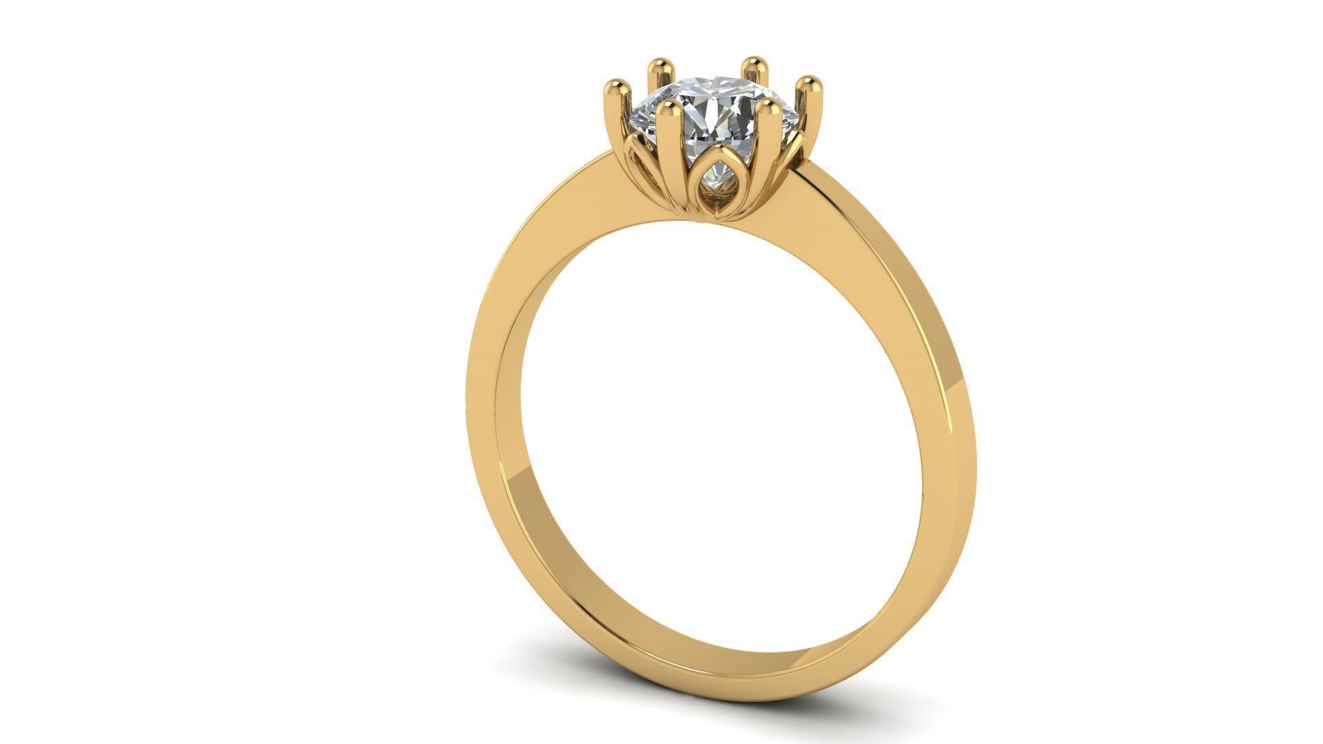 Solitaire Engagement Ring Round gem 6 mm 3D print model_2