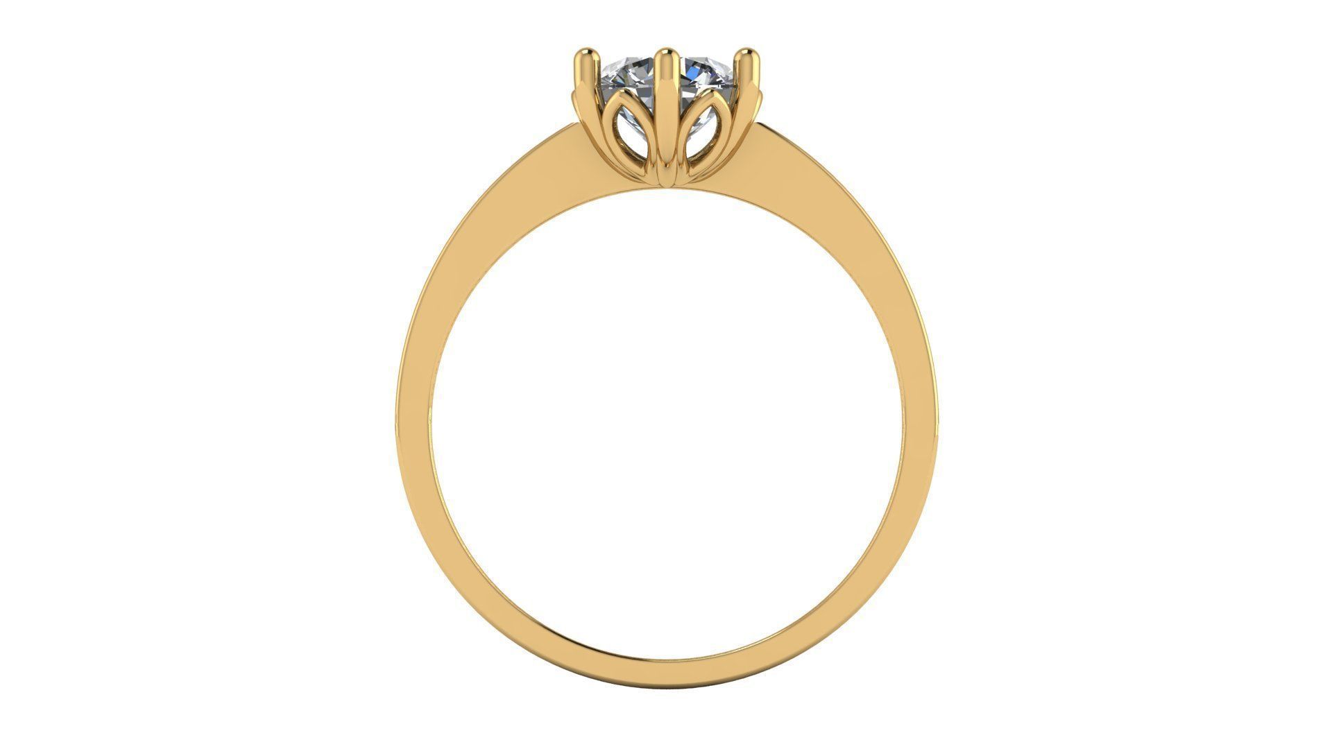 Solitaire Engagement Ring Round gem 6 mm 3D print model_3