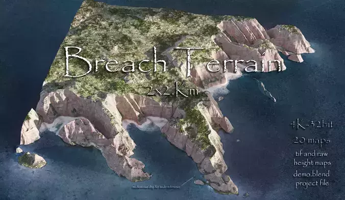 Beach and Cliff Terrain 2x2km