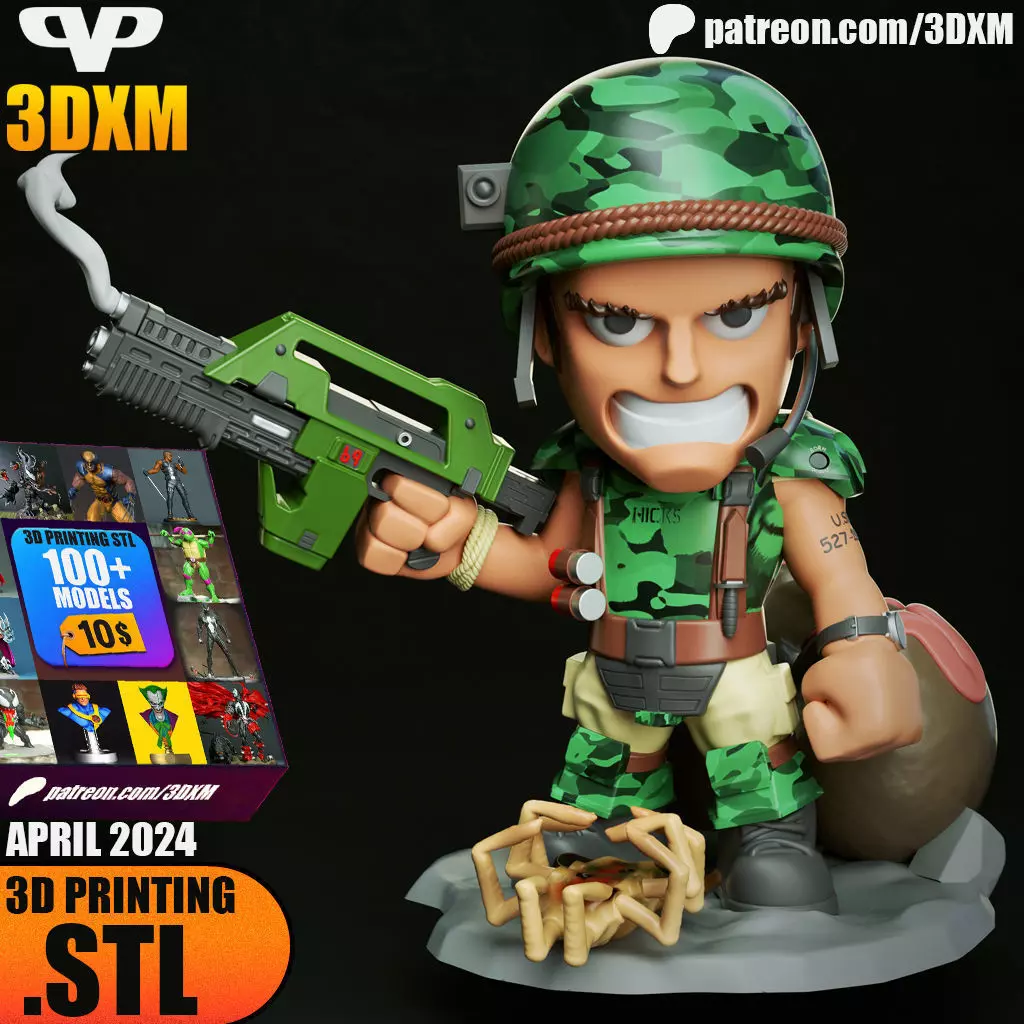 Colonial Marine Chibi STL for 3D Printing ChibiSTL 3DXM 3D print model