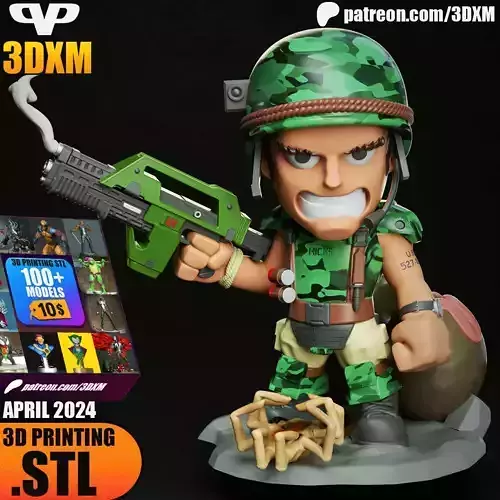 Colonial Marine Chibi STL for 3D Printing ChibiSTL 3DXM