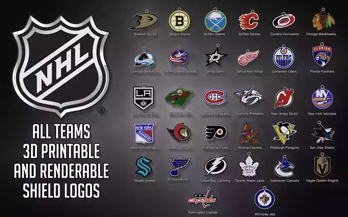 NHL All logo teams Printable and Renderable