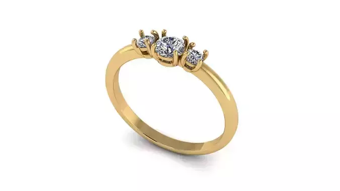 Three Diamonds Engagement Ring Center 4 mm