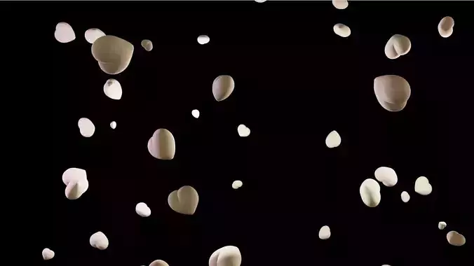 3D Cute White chubby Hearts Falling Animation